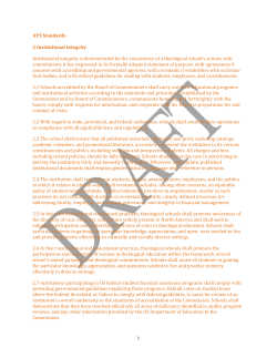 ATS Standards 2 Institutional integrity Institutional integrity is