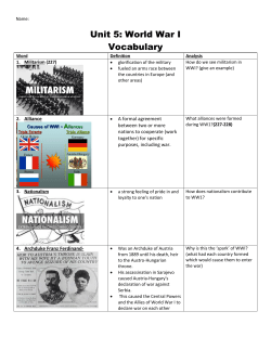Unit 5: World War I Vocabulary