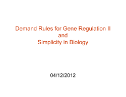 Lecture 22: Rules for gene regulation 2