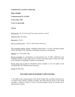 Kaveh Yaragh Tala v. Sweden, Committee against Torture