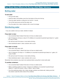 CDC`s Fact Sheet About What to Do During a Boil Water Advisory