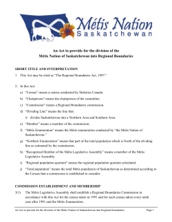 The Regional Boundaries Act, 1997 - Metis Nation
