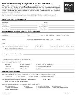 Pet Guardianship Program: CAT BIOGRAPHY