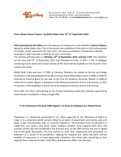 Press release Sensus Propero by Ștefan Radu Crețu 15th of