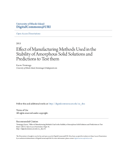 Effect of Manufacturing Methods Used in the Stability of Amorphous