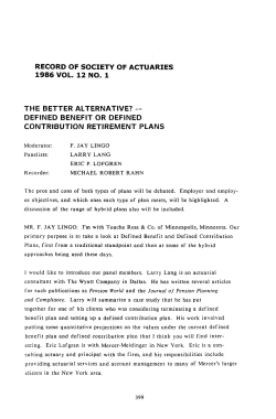 The Better Alternative? - Defined Benefit Or