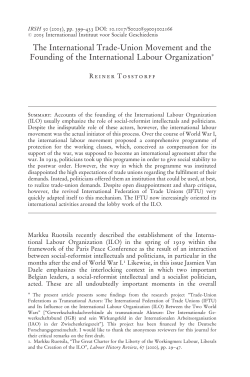 The International Trade-Union Movement and the Founding