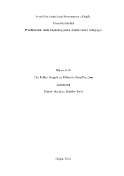 The Fallen Angels in Milton`s Paradise Lost