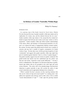In Defence of Gender Neutrality Within Rape