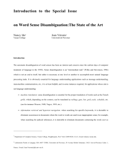 on Word Sense Disambiguation: The State of the Art