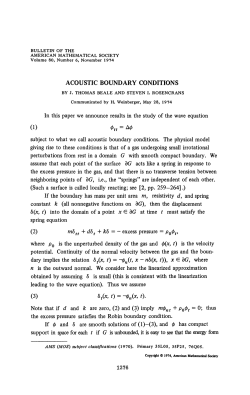 ACOUSTIC BOUNDARY CONDITIONS In this paper