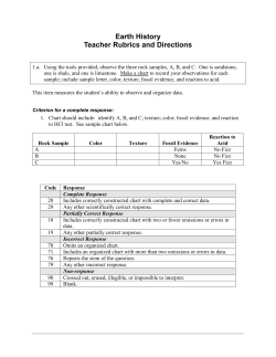 Earth History Teacher Rubrics and Directions