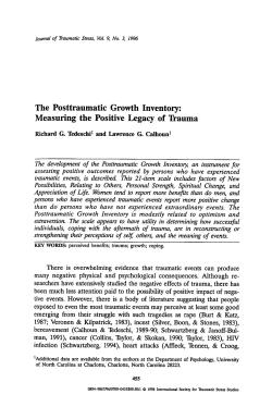 The Posttraumatic Growth Inventory: Measuring the positive legacy