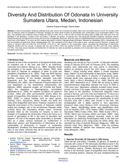 Diversity And Distribution Of Odonata In University Sumatera Utara
