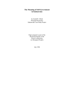 The Meaning of Self-Government in Kahnawake