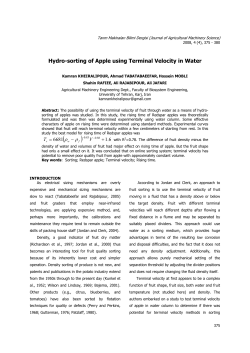 Hydro-sorting of Apple using Terminal Velocity in Water &rho; &rho;
