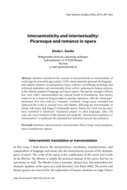 Intersemioticity and intertextuality: Picaresque and romance in opera