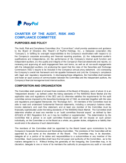 charter of the audit, risk and compliance committee