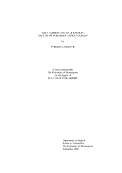 the life of publisher Henry Colburn - eTheses Repository
