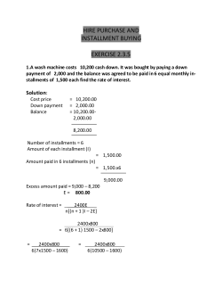 HIRE PURCHASE AND INSTALLMENT BUYING EXERCISE 2.3.5