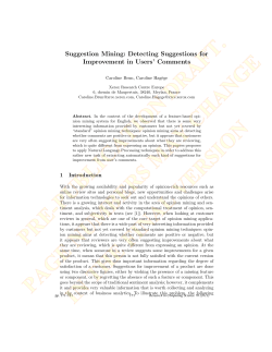 Detecting Suggestions for Improvement in Users` Comments