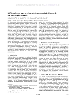 Sulfide melts and long‐term low seismic wavespeeds in lithospheric