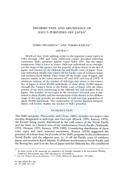 distribution and abundance of dall`s porpoises off japan