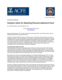 Analysis ratios for detecting financial statement fraud