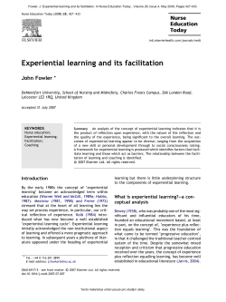 Experiential learning and its facilitation