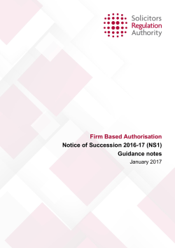 Firm Based Authorisation Notice of Succession 2016