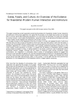Genes, Fossils, and Culture. An Overview of the Evidence for