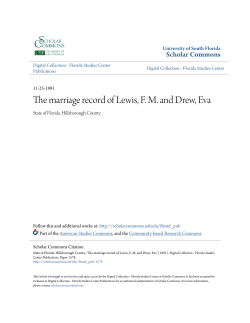 The marriage record of Lewis, FM and Drew, Eva