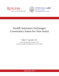 Health Insurance Exchanges: Governance Issues for New Jersey