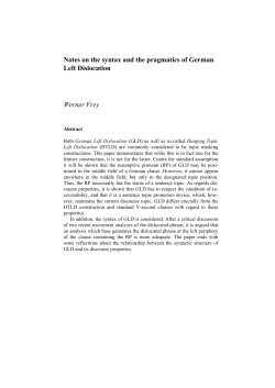 Notes on the syntax and the pragmatics of German Left