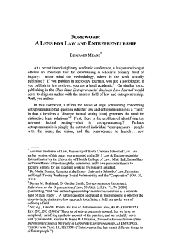 Lens for Law and Entrepreneurship, A