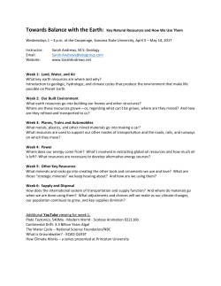 Towards Balance with the Earth: Key Natural Resources and How