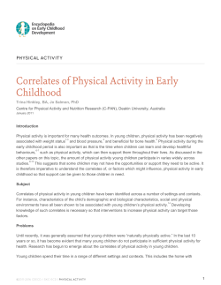 Correlates of Physical Activity in Early Childhood