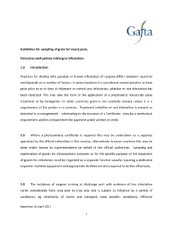 Guidelines for sampling of grain for insect pests. Outcomes and