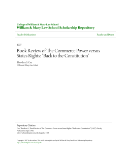 Book Review of The Commerce Power versus States Rights: "Back