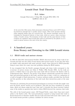 Leonid Dust Trail Theories 1 A hundred years