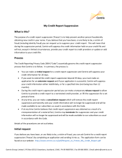 My Credit Report Suppression What is this?