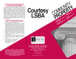 Community Property - Louisiana State Bar Association