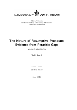 The Nature of Resumptive Pronouns: Evidence from Parasitic Gaps.