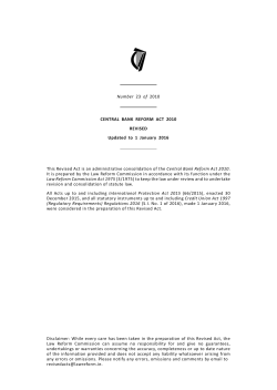 Number 23 of 2010 CENTRAL BANK REFORM ACT 2010 REVISED