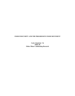 FOOD INSECURITY AND THE PROGRESSIVE FOOD MOVEMENT
