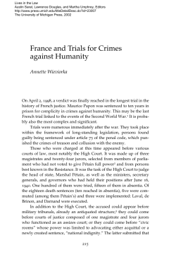 France and Trials for Crimes against Humanity