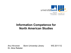 Information Competence for North American Studies