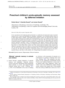 Preschool children`s proto-episodic memory assessed by deferred