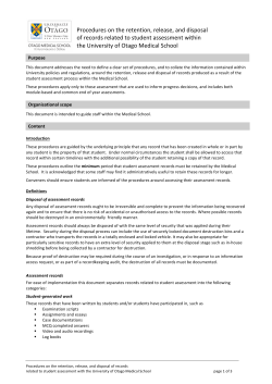Procedures on the Retention, Release, and Disposal of Records