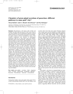 Chemistry of preen gland secretions of